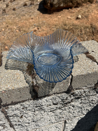 12F Vintage Mermaid Folded Tail Opalescent Candy Dish 9 1/2" RSV