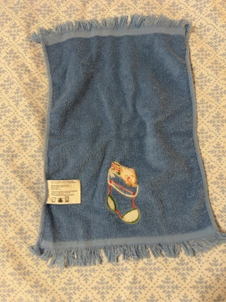 Trim A Home KMart Tea Towel Blue Kitten In Christmas Stocking