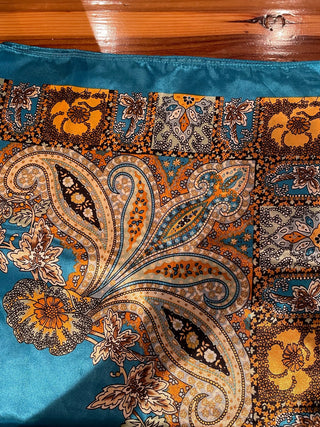 Satin Teal/Brown Paisley Scarf MTS