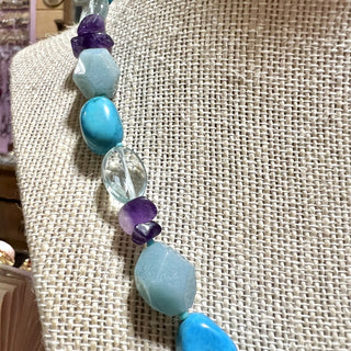 Teal and Purple Beaded Necklace MTS|104043