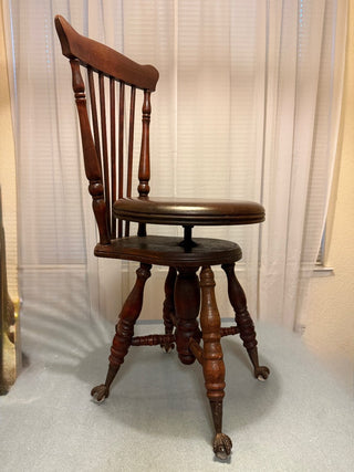 Antique 1900's Adjustable claw foot piano chair/stool RSV