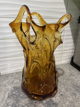 Hand Blown Italian Vase in Amber RSV|66469
