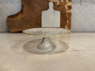 VTG GLASS PEDESTAL CAKE STAND 8"|113116