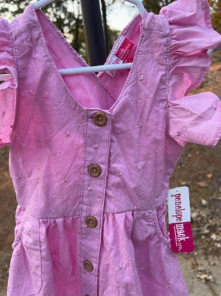 NWT Penelope Mack Size 3T pink flutter sleeve dress