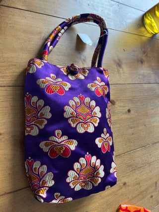 Purple Silk brocade Purse|103130
