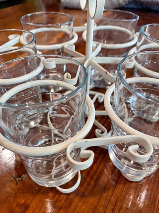White Metal Hanger w/ Six Vases ~MTS
