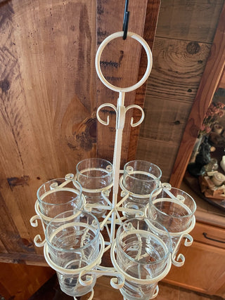 White Metal Hanger w/ Six Vases ~MTS