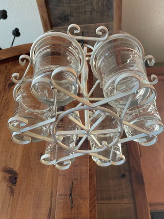 White Metal Hanger w/ Six Vases ~MTS