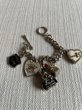 Vintage toggle clasp  charm bracelet five charms