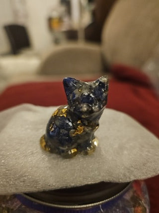 Blue & Gold Glass Tiny Kitty