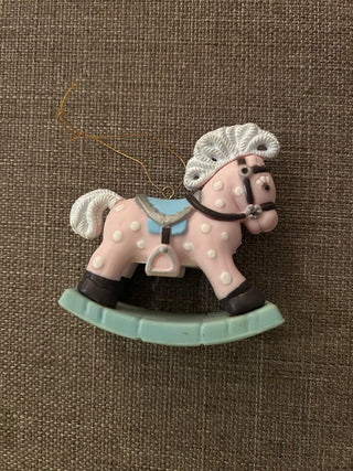 Pink Polka Dot Rocking Horse Ornament   MTS|132077