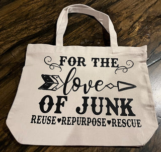 "For The Love Of Junk" Medium Zippered Canvas Tote RSV|72461