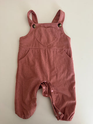 3-6M - Pink Corduroy Overalls with Heart Pocket - RSV|83152