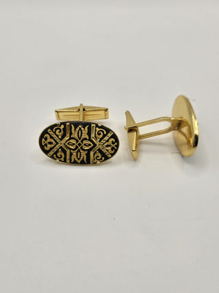 Cufflinks, gold and black damascene RSV|110922
