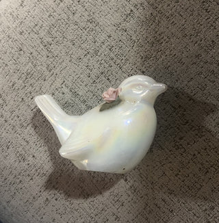 Vintage Fenton "Rescue Me" Glass Bird with Pink Flowers RCD|96004