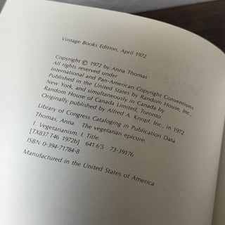 The Vegetarian Epicure Cookbook (1972) MTS
