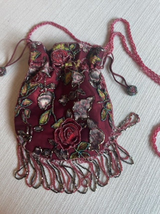 Beaded  draw string evening bag