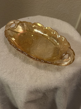 Vintage Indiana Glass Marigold Carnival Glass Sunflower Pattern Oval Bowl RSV