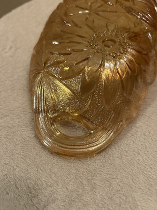 Vintage Indiana Glass Marigold Carnival Glass Sunflower Pattern Oval Bowl RSV