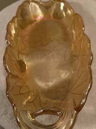 Vintage Indiana Glass Marigold Carnival Glass Sunflower Pattern Oval Bowl RSV