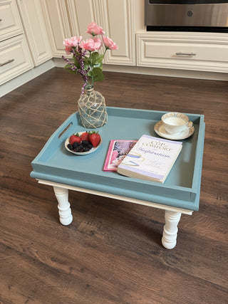 Handmade Breakfast in Bed Tray with Legs (Teal/White)|75823
