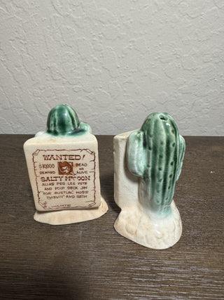 Vtg Cactus Wanted Poster Salt & Pepper Set MTS|80064