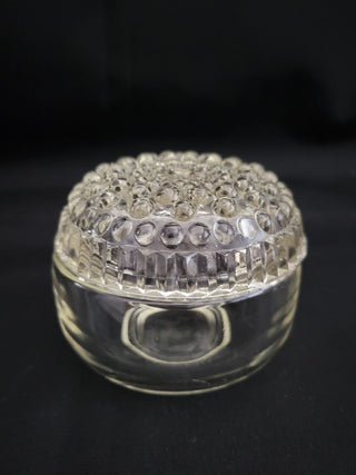 Vintage Clear Trinket Dish w/Hobnail Lid RCD