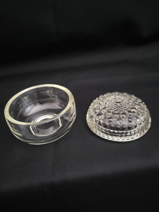 Vintage Clear Trinket Dish w/Hobnail Lid RCD
