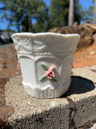 JP 4” Bloom-Rite Porcelain 3D Pink Rose Planter