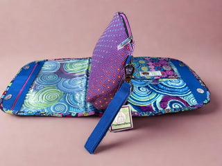 Blue and Multi-colored Make-up Case with Removable  Inner Bag|78789