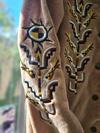 Vtg Bob Mackie Sunflower Fleece Jacket - Size L - MTS|126317