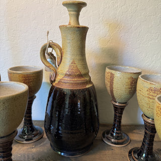 Studio Art Pottery Pitcher with Six Goblets RCD|120130