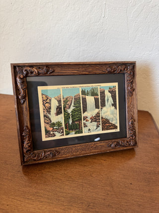 Framed Vtg Yosemite Waterfalls Postcard RCD|100976