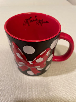 Disney Minnie Mouse Polka Dot Bow Mug Disney Parks Signed Red Black White RSV