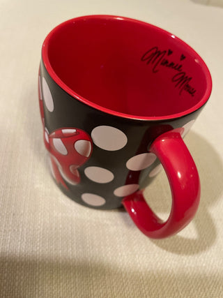 Disney Minnie Mouse Polka Dot Bow Mug Disney Parks Signed Red Black White RSV