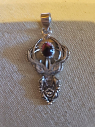 Sterling silver deer w rose dahlia pendant