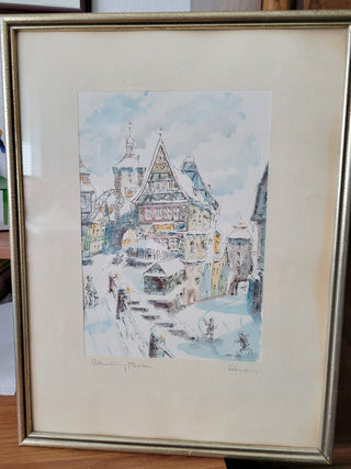 Colored Etching of Rothenburg ob der Tauber RCD|96300