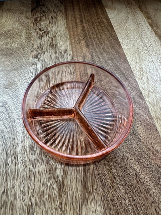 Pink Depression Glass Divided Serving Dish MTS