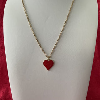 chain necklace, tiny red enamel heart RSV