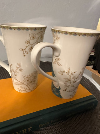 Mug SET 2 Peacock Garden 6.5" TALL MTS