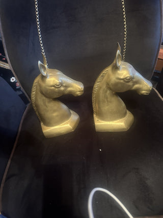 Set Vintage Brass Horse Head Book Ends #47 VV MTS