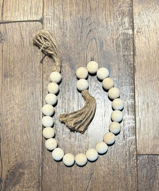 Natural Wood Beaded Tassel Garland 28" RSV