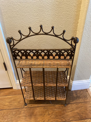 VTG 3-tier iron and rattan shelf|55469