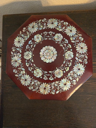 Octagon Lacquered Jewelry Box, Mother of Pearl inlay, RCD