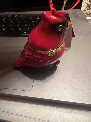 Cardinal Bird Hinged Jewelry Trinket Box Ornament #62 VV MTS|139938