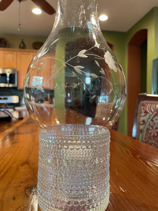 Hobnail Glass Candleholder w/ Hurricane Lantern~MTS|115490