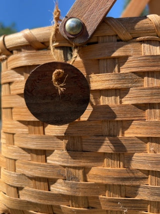 handcrafted basket wooden swinging handles