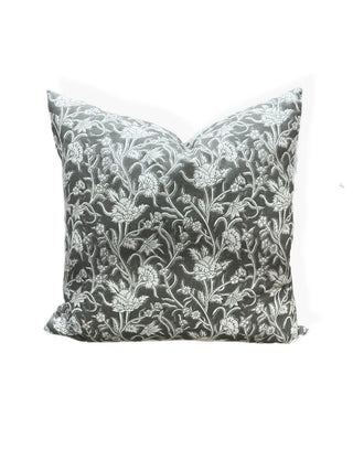 18” gray and white floral pillow- COVER ONLY