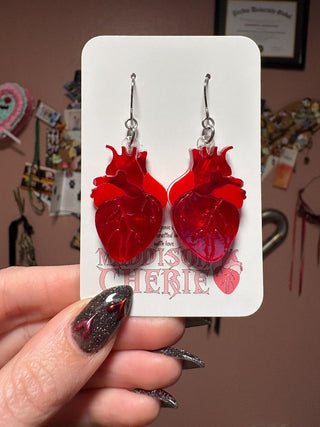 Red Anatomical Heart Earrings MTS