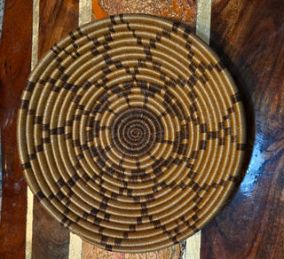 Beige and Brown  Woven basket bowl, 8" x 3"